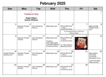 Church Calendar - February 2025